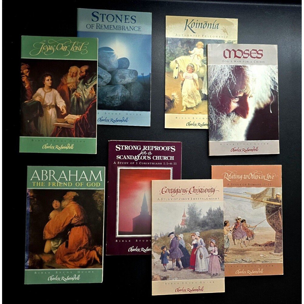 Charles R. Swindoll Books Lot of 8 RARE Bible Study Guides 1980s Moses Stones